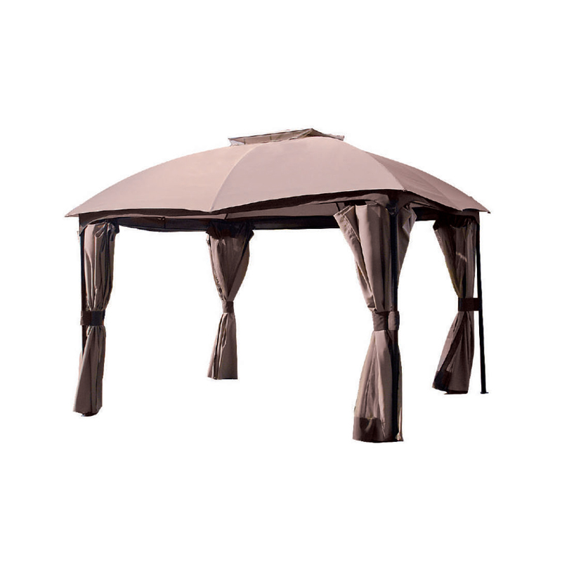 Double-roof Outdoor Gazebo With Privacy Curtains