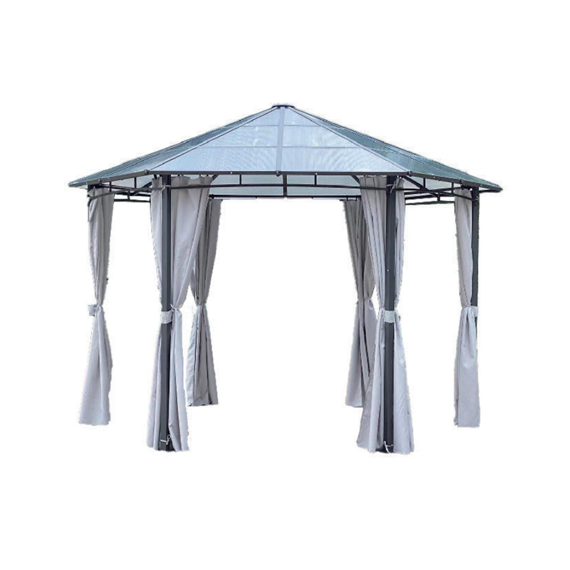 Garden Aluminum Hardtop Gazebo With Curtains