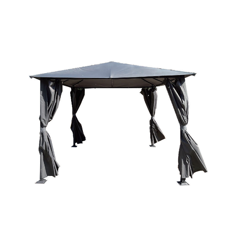 Outdoor Metal Patio Gazebo Canopy With Curtains