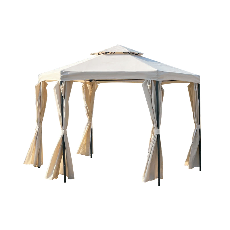 Outdoor Beige Square Double Top Patio Gazebo